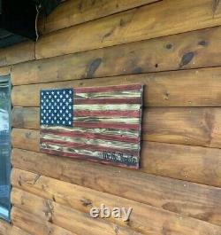 Rustic American Flag Concealment Compartment Cabinet Hidden Gun Storage Case