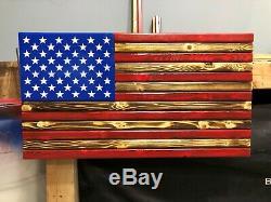 Rustic American Flag Concealment Compartment Cabinet Hidden Gun Storage Case