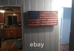 Rustic American Flag Concealment Compartment Cabinet Hidden Gun Storage Case