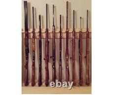 Rustic Traditional Wooden Vertical 12 Place Gun Rack Locking Rifle Storage