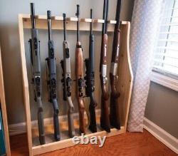 Safe Display Storage Standing Gun Riffle Shotgun SOLID Wooden Pine Rack Holder