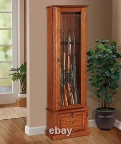 Safe Rifle Storage Cabinet Shotgun 8 Gun Locked Organizer Wood Display Home