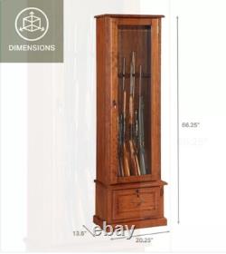 Safe Rifle Storage Cabinet Shotgun 8 Gun Locked Organizer Wood Display Home