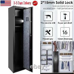 Security 5 Gun Rifle Storage Electronic Lock Shotgun Pistol Cabinet Safe Firearm
