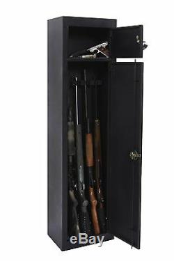 Security Gun Cabinet Safe 5 Gun Rifle Storage Locker Separate Pistol/Ammo Area