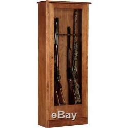 Security Gun Display Cabinet Safe 10 Gun Rifle Storage Shotgun Firearm Key Wood
