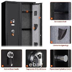 Security Rifle Safe 4-Gun Storage Cabinet Fingerprint Electronic Quick Lock US