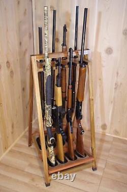 Shotgun Storage Rack Rifle Display Rack Standing Floor Holder Hardwood Hunting