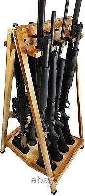 Shotgun Storage Rack Rifle Display Rack Standing Floor Holder Hardwood Hunting