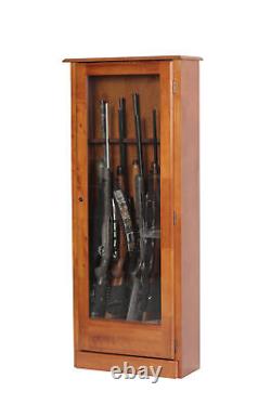 Solid Wood 10 Gun Cabinet Tempered Glass Display with Ammo Storage Felt Lining