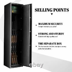 Steel 4 Rifle Gun Safe Electronic Storage Cabinet for Firearms, Valuable, Keys