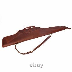 TOURBON Genuine Leather Rifle Carry Scope Case Soft Lined Gun Slip Storage Bag