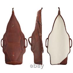 TOURBON Genuine Leather Rifle Carry Scope Case Soft Lined Gun Slip Storage Bag