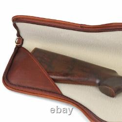TOURBON Genuine Leather Rifle Carry Scope Case Soft Lined Gun Slip Storage Bag