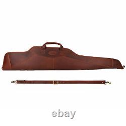 TOURBON Genuine Leather Rifle Carry Scope Case Soft Lined Gun Slip Storage Bag