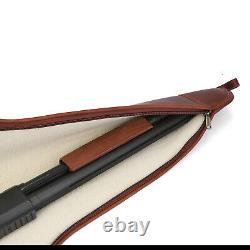 TOURBON Genuine Leather Rifle Carry Scope Case Soft Lined Gun Slip Storage Bag