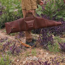 TOURBON Hunting Full Leather Rifle Case Soft Scope Carry Gun Sling Bag Ammo Pack