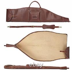 TOURBON Hunting Full Leather Rifle Case Soft Scope Carry Gun Sling Bag Ammo Pack