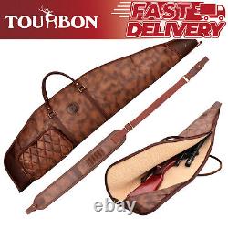 TOURBON Hunting Rifle Case Scope Carry Pack PU Leather Sling Bag withAmmo Pocket