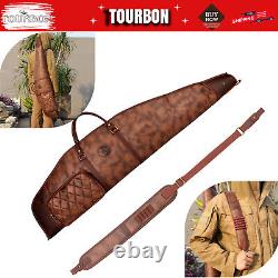 TOURBON Hunting Rifle Case Scope Carry Pack PU Leather Sling Bag withAmmo Pocket