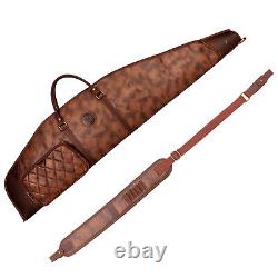 TOURBON Hunting Rifle Case Scope Carry Pack PU Leather Sling Bag withAmmo Pocket