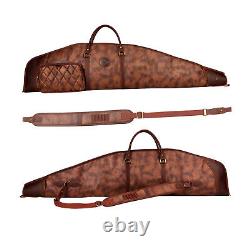 TOURBON Hunting Rifle Case Scope Carrying PU Leather Sling Bag Side Ammo Pocket