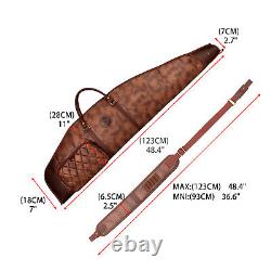 TOURBON Hunting Rifle Case Scope Carrying PU Leather Sling Bag Side Ammo Pocket