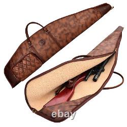 TOURBON Hunting Rifle Case Scope Carrying PU Leather Sling Bag Side Ammo Pocket