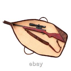 TOURBON Hunting Rifle Case Scope Carrying PU Leather Sling Bag Side Ammo Pocket