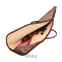 TOURBON Hunting Rifle Case Scope Carrying PU Leather Sling Bag Side Ammo Pocket