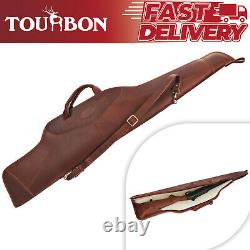 TOURBON Leather Rifle Case Scope Carry Soft Lined Gun Slip Storage Pad Sling Bag