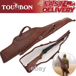 TOURBON Leather Rifle Case Scope Carry Soft Lined Gun Slip Storage Pad Sling Bag