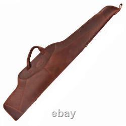 TOURBON Leather Rifle Case Scope Carry Soft Lined Gun Slip Storage Pad Sling Bag