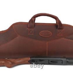 TOURBON Leather Rifle Case Scope Carry Soft Lined Gun Slip Storage Pad Sling Bag