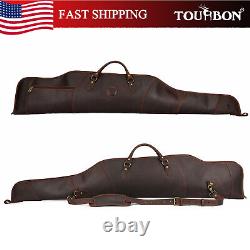 TOURBON Leather Rifle Slip Bag Scoped Soft Padded Cover 50 Hunting Gun Storage