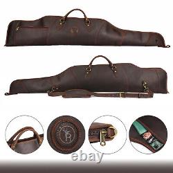 TOURBON Leather Rifle Slip Bag Scoped Soft Padded Cover 50 Hunting Gun Storage