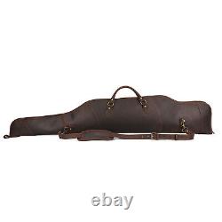 TOURBON Leather Rifle Slip Bag Scoped Soft Padded Cover 50 Hunting Gun Storage