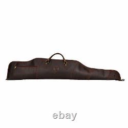 TOURBON Leather Rifle Slip Bag Scoped Soft Padded Cover 50 Hunting Gun Storage