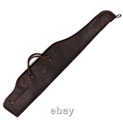 TOURBON Leather Rifle Slip Bag Scoped Soft Padded Cover 50 Hunting Gun Storage