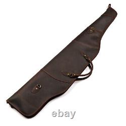 TOURBON Leather Rifle Slip Bag Scoped Soft Padded Cover 50 Hunting Gun Storage