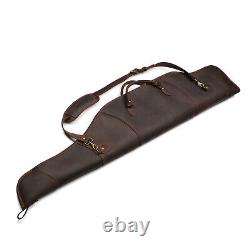 TOURBON Leather Rifle Slip Bag Scoped Soft Padded Cover 50 Hunting Gun Storage