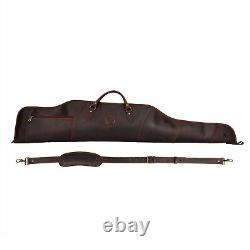 TOURBON Leather Rifle Slip Bag Scoped Soft Padded Cover 50 Hunting Gun Storage