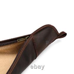 TOURBON Leather Rifle Slip Bag Scoped Soft Padded Cover 50 Hunting Gun Storage