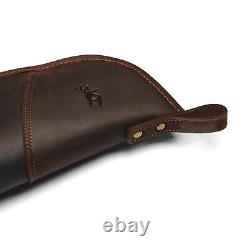 TOURBON Leather Rifle Slip Bag Scoped Soft Padded Cover 50 Hunting Gun Storage