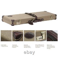 TOURBON Leather Shotgun Storage Case Flannel Padded Rifle Gun Box with Locks