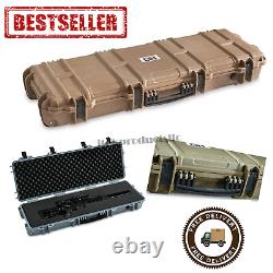 Tactical Hard Rifle Case with Foam Padding Lockable Travel Gun Storage Heavy Duty