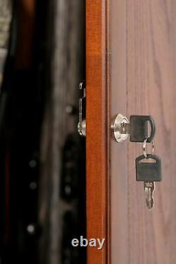 Tall Traditional Gun Safe Cabinet with Clock Shotgun Rifle Storage Organizer Brown