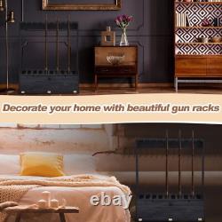 Ten Gun Wooden Standing Floor Gun Display Rack with Storage Compartment Garage