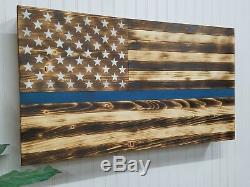 Thin Blue Line American Flag Gun Concealment Cabinet Secret Hidden Storage Case