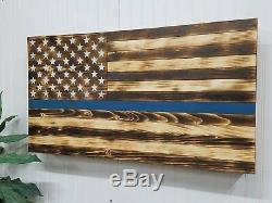 Thin Blue Line American Flag Gun Concealment Cabinet Secret Hidden Storage Case